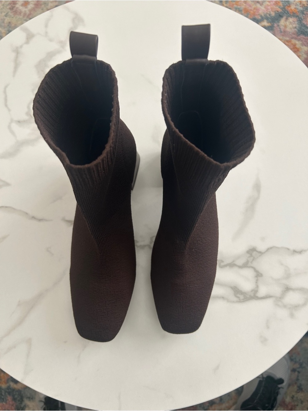 Women’s Dark Brown Knit Sock Ankle Booties